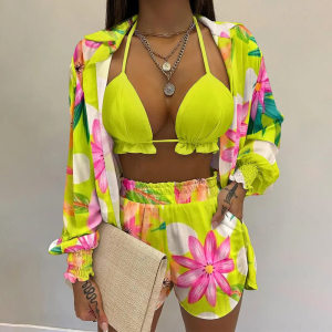 product - wholesale Printed Sexy Beachwear Swimsuit Three-Piece Suit Women - 1