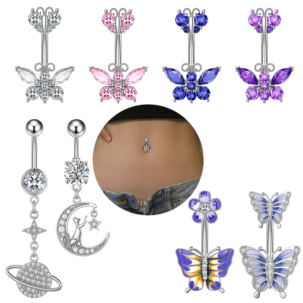 Fashion Butterfly Copper Plating Zircon Belly Ring 1 Piece display picture 2