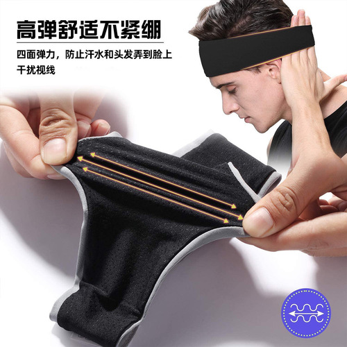 Korean Sports Sweatband Absorbent Headband for Men and Women, Elastic Breathable Yoga Running Marathon Hair Tie