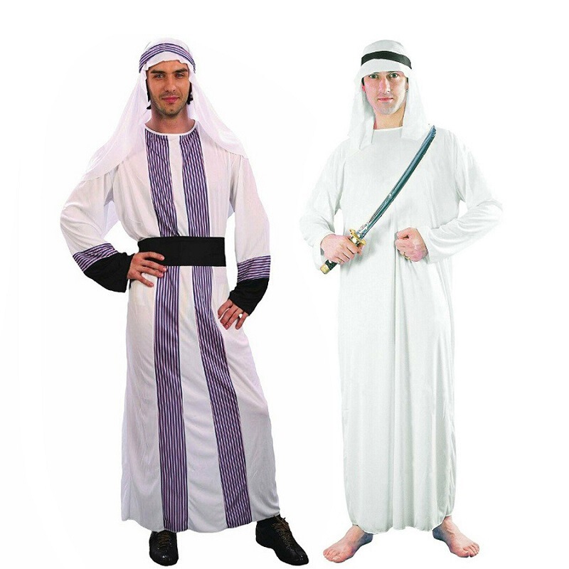 Cos Halloween Masquerade Adult Party Costume Men's White Chief Performance Robe