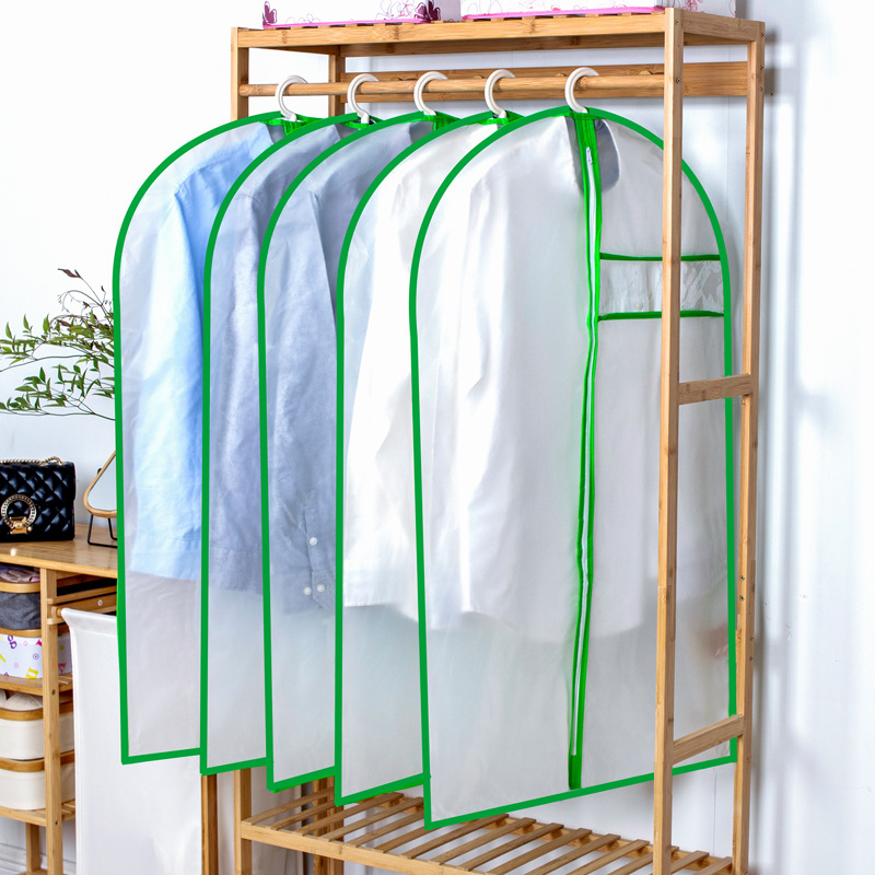 Ropa cubierta de polvo bolsa de ropa ropa cubierta de polvo traje tipo colgante chaqueta larga bolsa de abrigo transparente doméstica