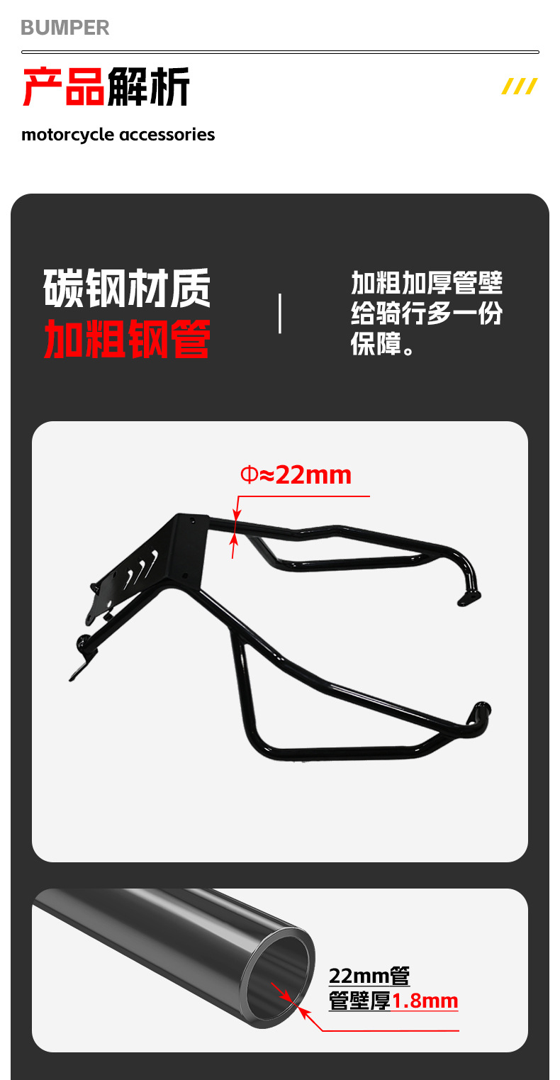 Suitable for Honda Cub Kumamon Cc110 Bumper Guard Anti-Collision and Anti-Fall Motorcycle Bumper Modification Accessories