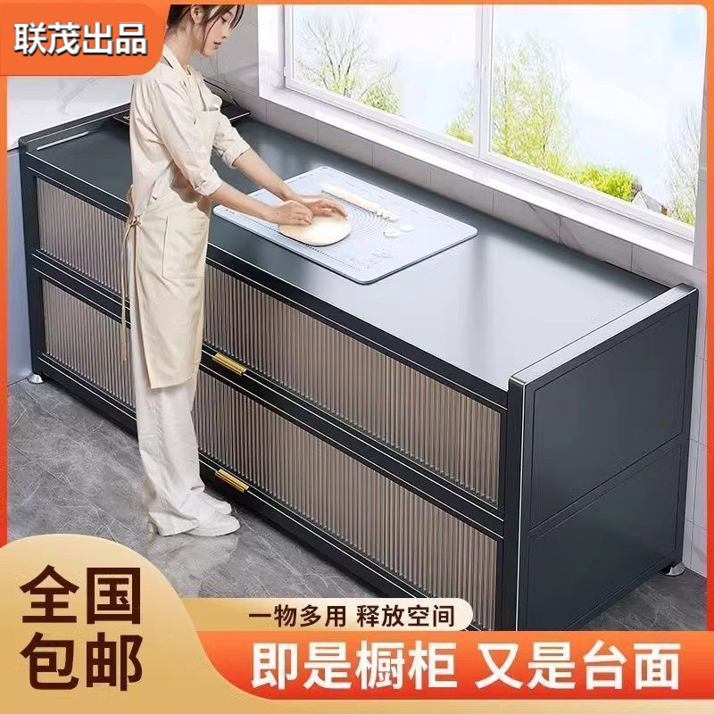 Kitchen Storage Rack, Thickened Sideboard Cabinet, Storage Cabinet, Storage Cupboard, Microwave Oven, Floor-Standing Household Appliance