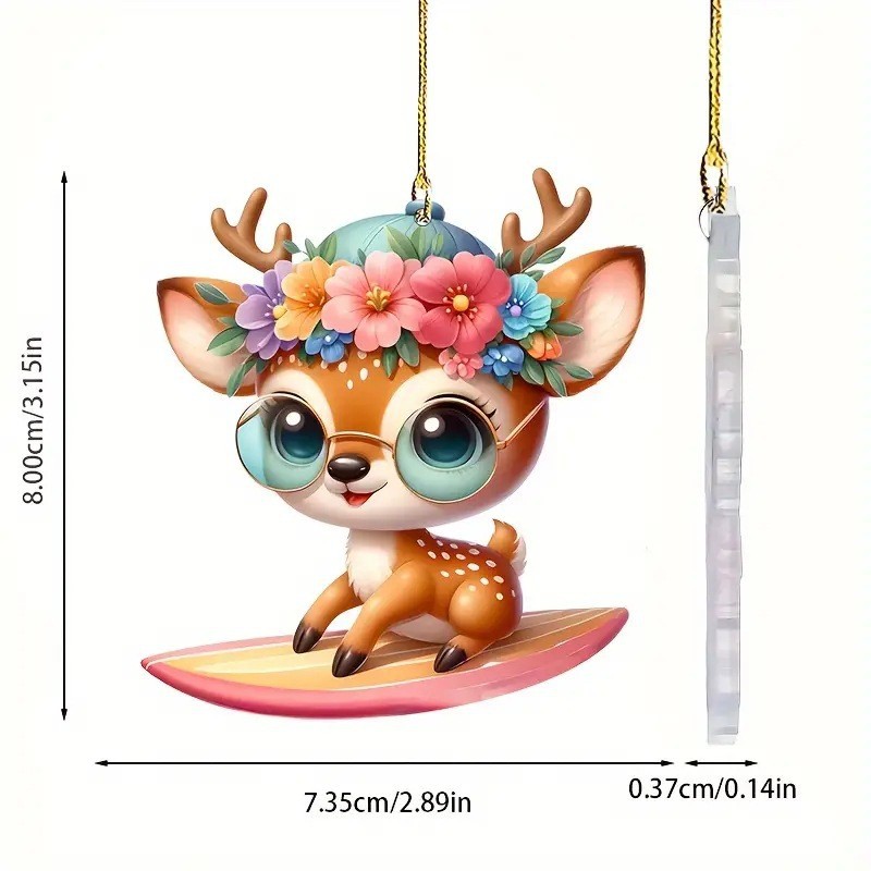 2D nuevo adorable pequeño mono colgante acrílico plano transfronterizo coche retrovisor colgante colgante llavero colgante