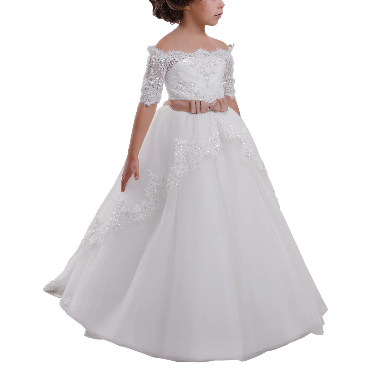 Amazon AliExpress ropa de los niños europeos y americanos Comercio exterior arco diamante bola niña vestido boda niña princesa