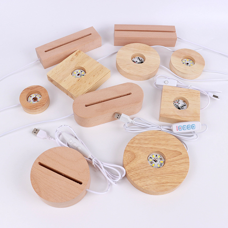 Round Crystal Ball Solid Wood Luminous Base Led Lighting Base Acrylic Remote Control Night Light Base DIY Ornaments Round Crystal Ball Solid Wood Luminous Base Led Lighting Base Acrylic Remote Control Night Light Base DIY Ornaments