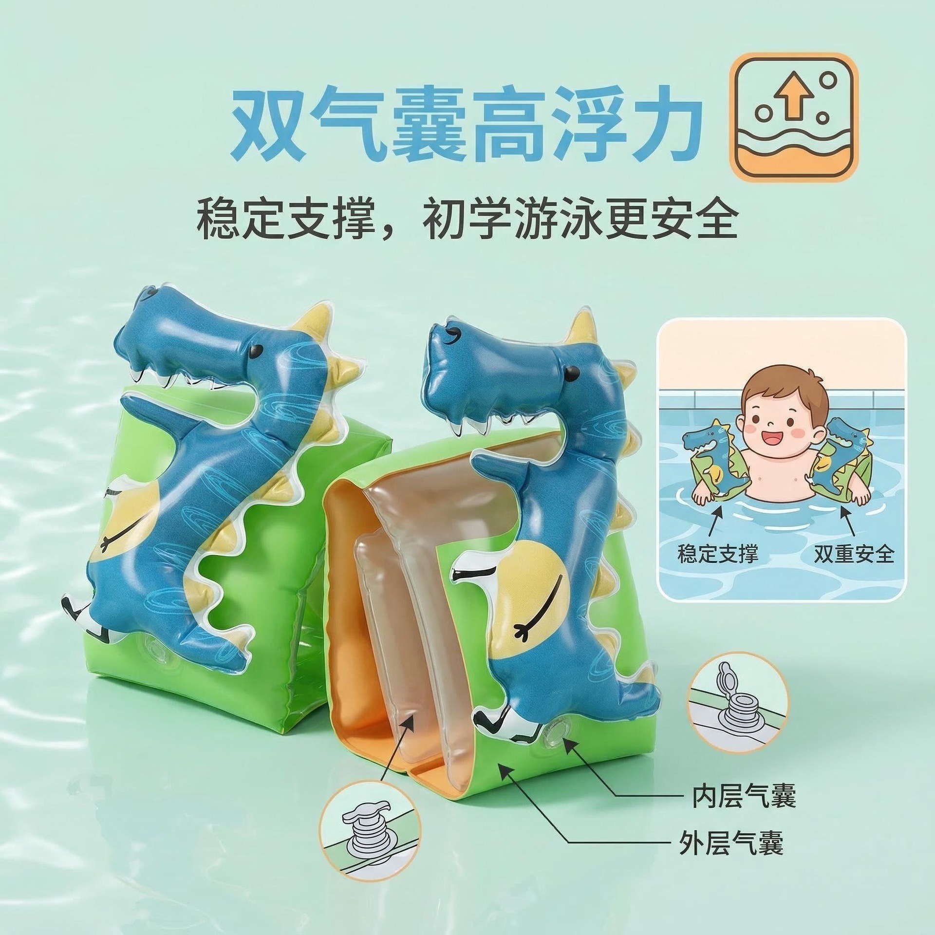 Flotadores Inflables de Brazo para Niños de PVC de Alta Flotabilidad para Natación image 1