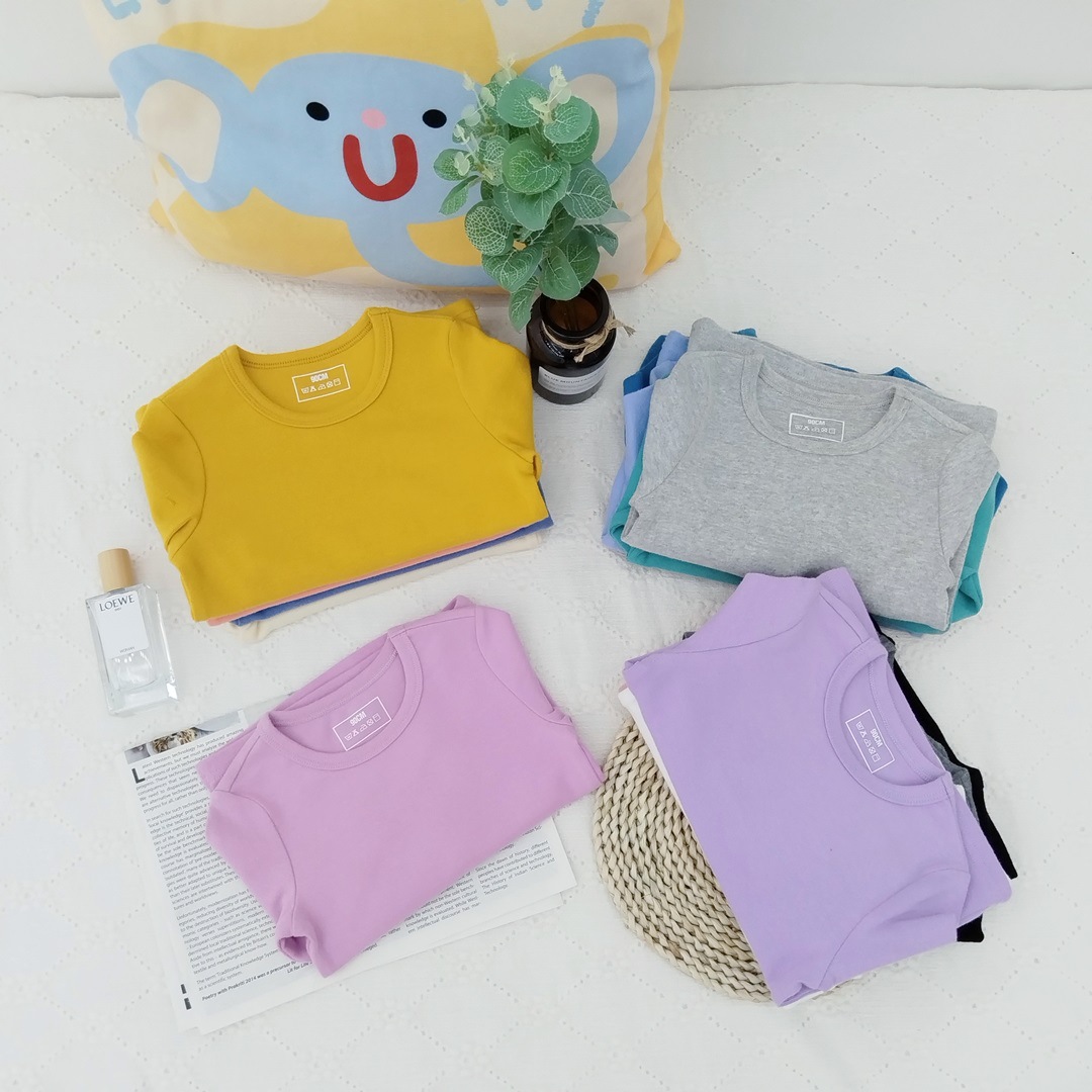 儿童秋冬打底衫 男女童长袖T恤 百搭加厚磨毛内搭上衣 一件代发