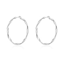 正品纯银大圈莫比乌斯光面耳环女气质个性夸张时尚百搭耳圈素圈款