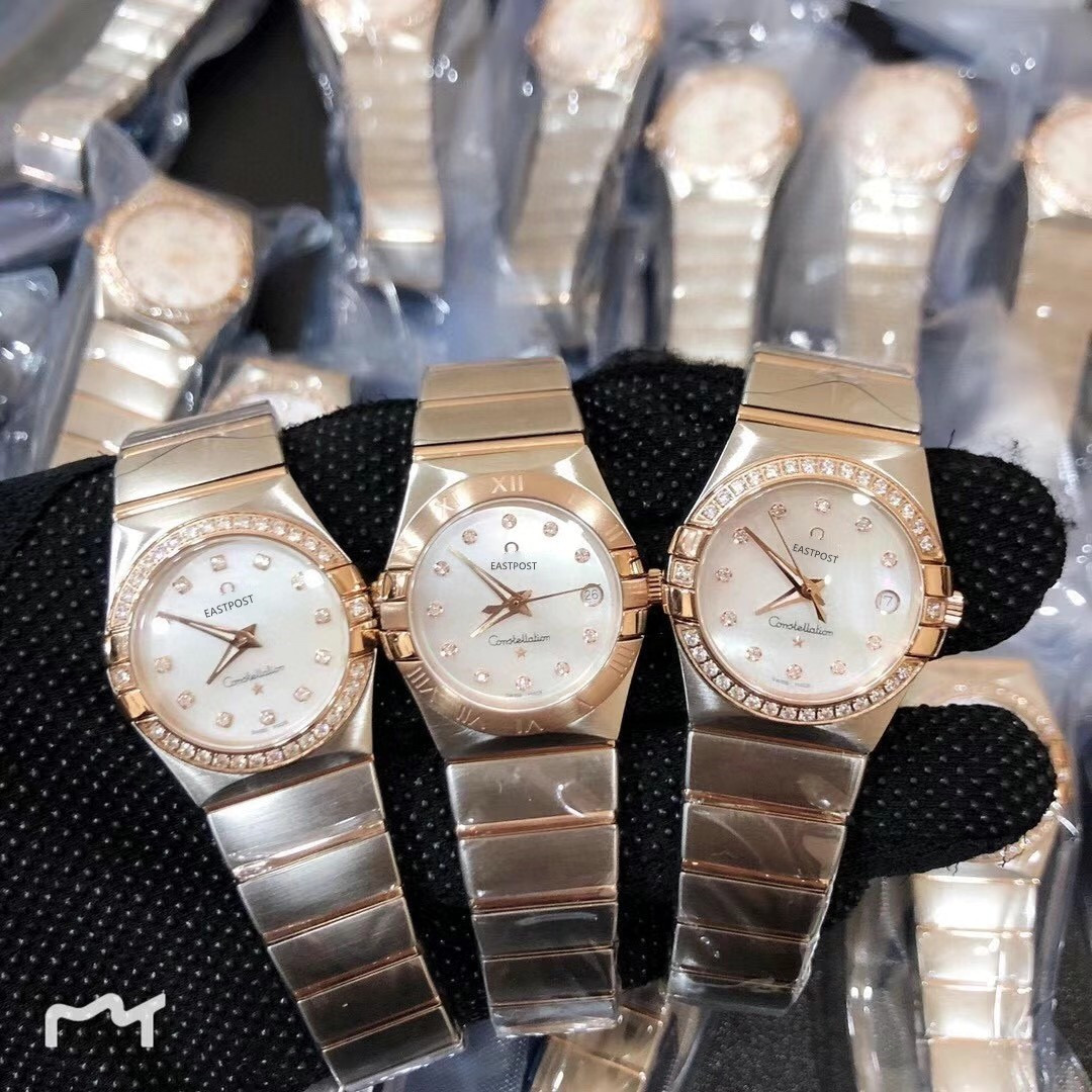 Omega Constellation Series Full Color Diamond Disc Fashion Quartz Women's Watch Small Fresh Simple Watch Women's Wholesale