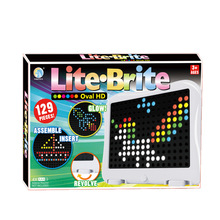 英文发光拼插珠盘129pcs套装灯光功能儿童DIY互动游戏蘑菇钉玩具