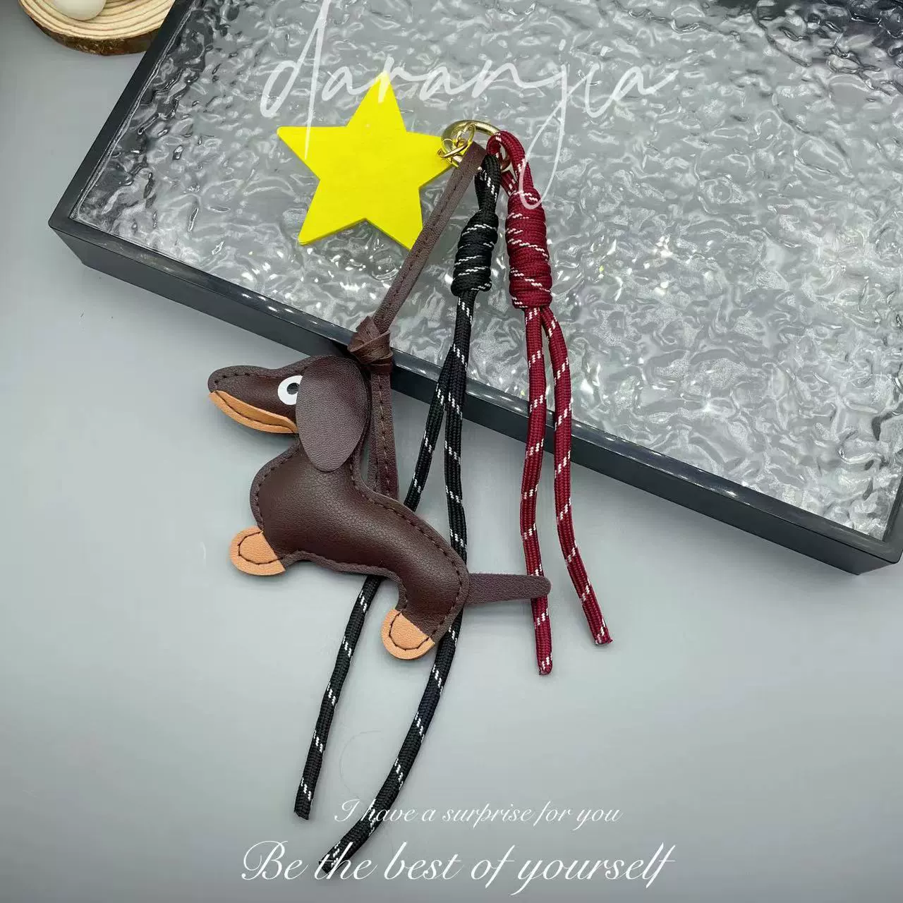 Кожаный брелок-веревка с таксой, DIY изысканный брелок-сука такса для сумки, украшение в виде щенка Рут