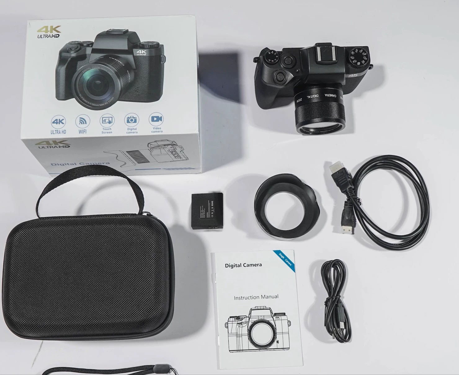 4K HD WIFI цифровая камера 4-дюймовый сенсорный экран 64 миллиона автофокус 16-кратный двойной зум CMOS изображение