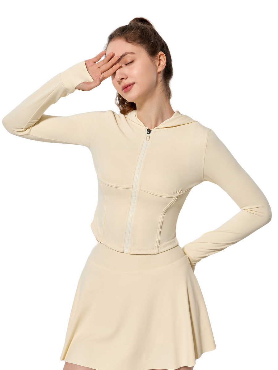 Chaqueta de yoga delgada de manga larga con capucha, primavera y otoño, ropa de gimnasia para correr, chaqueta deportiva de ciclismo delgada, chaqueta de mujer