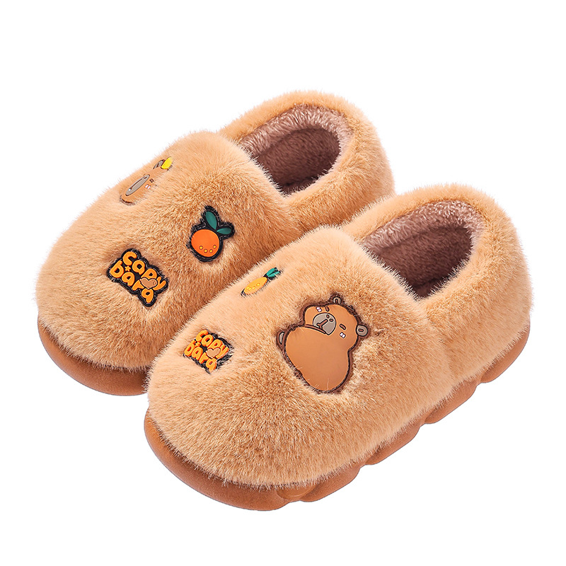 Zapatillas de algodón Capiballa, zapatillas de invierno para mujeres, tacones cálidos y pelusa para casa, zapatos de algodón para hombres.