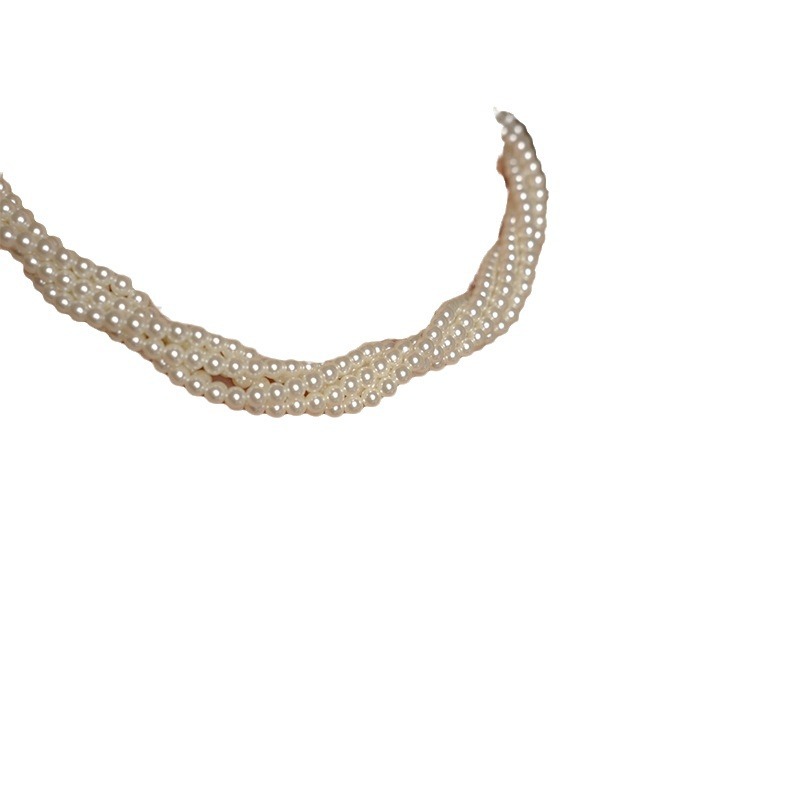 Collar de perlas multicapa de moda, diseño simple francés, cadena de clavícula con cuentas, vestido de cercanías de nicho, al por mayor