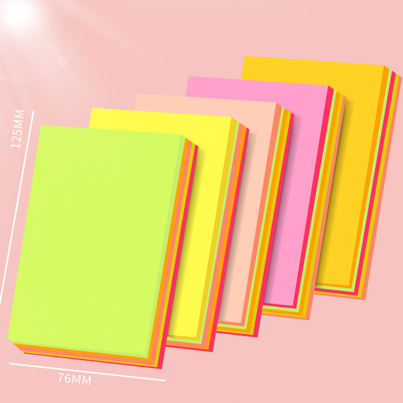 N veces pastillas de color simple papel de notas de estudiantes desgarrable fluorescente multicolor papel de notas conjunto de notas al por mayor