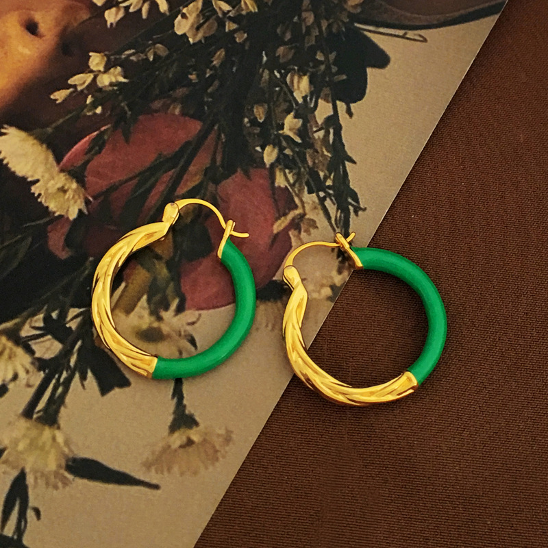 Simple Style Geometric Copper Earrings Enamel Plating Copper Earrings