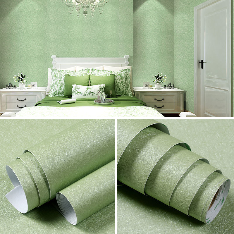 Papel tapiz autoadhesivo con patrón de lino de imitación grueso, sala de estar, dormitorio, papel tapiz de seda lisa, armario de la puerta, pegatinas de renovación de PVC para el hogar