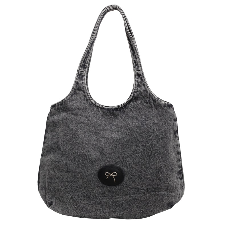 Bolso de viaje retro de mezclilla de alta gama, bolso de viaje de marca de moda de moda femenina, bolso de axila de hombro simple y casual de gran capacidad