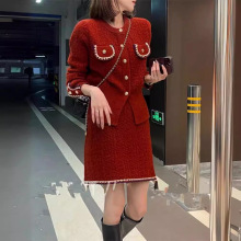 小香风套装冬季名媛上衣半身裙穿搭两件套女初冬装搭配一整套时髦