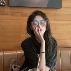 Personal Style Trendy Transparent Tea Color Internet Celebrity Model Round Face Frame 0997 Glasses for Women Korean Version Retro Non-prescription Blue Light Blocking