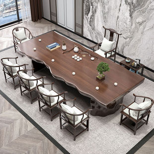 Customized Coffee Table for Tea Making and Negotiation, Large Solid Wood Tea Table, New Chinese-Style Zen Tea Art Kung Fu Tea Cross-Border