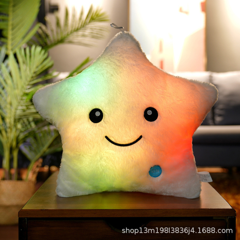 【越境限定価格】クリエイティブ カラフル ウサギ毛 タイダイ 発光五芒星枕 発光枕 五芒星|undefined