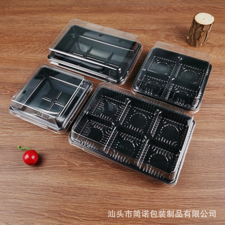 Nieve meiniang caja de embalaje 4/6 piezas de postre desechable puff carne seca hilo pequeño cáscara yema de huevo caja de embalaje crujiente al por mayor