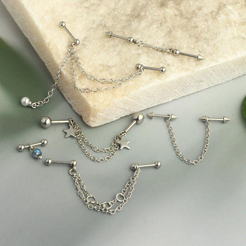 Pointed titanium steel lip stud product view