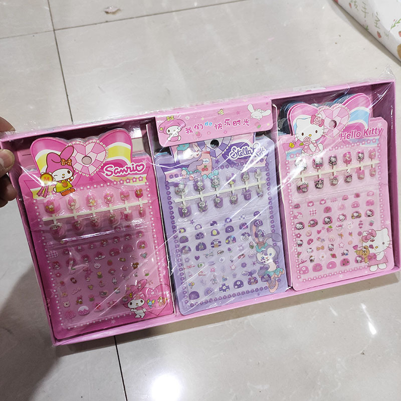 Pegatinas de uñas largas nuevo adulto parche de uñas impermeable niños estudiante diamante tridimensional desgaste uñas desmontable