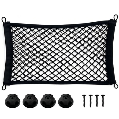 Universal car trunk side mesh pocket, elastic storage side net for car trunk, debris fixing storage net bag (Car storage bag/box) - black-fully-elastic-side-mesh-35cmx25cm