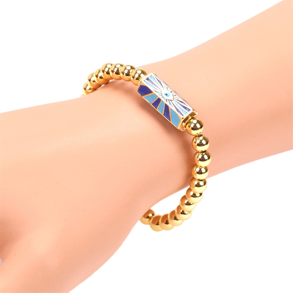 retro eyes of the devil elastic copper-plated real gold bracelet