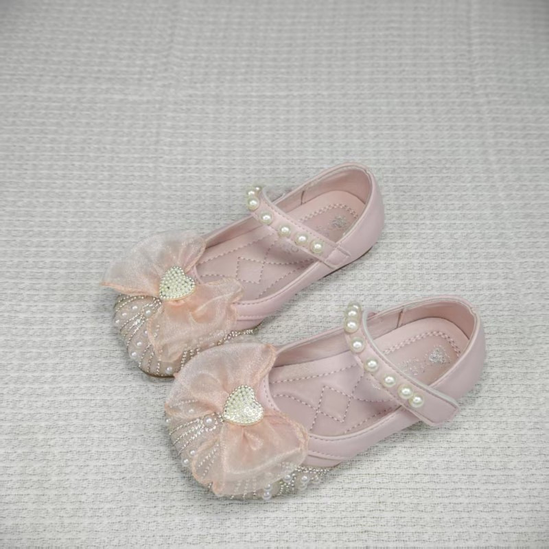 Niños princesa zapatos de cuero 2026 verano bebés cristal diamante zapatos de boca superficial zapatos de niñas zapatos de arco Lefour