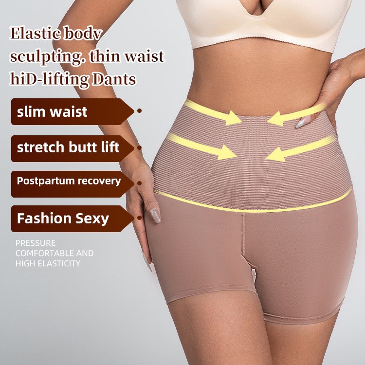 Pantalón Bóxer Moldeador de Talle Alto de Nylon, Control de Abdomen y Levantador de Glúteos