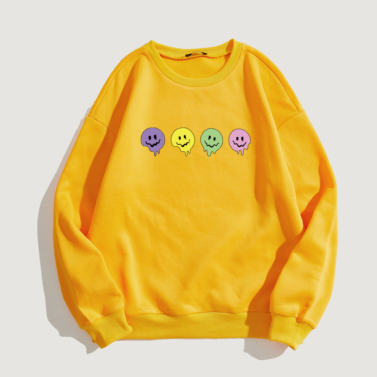 women s four-color smiley face pattern printing round neck long-sleeved sweatshirt nihaostyles clothing wholesale  NSGMX77848