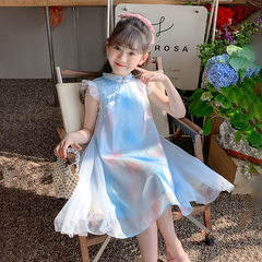 女童夏季連衣裙2024新款國風紗裙旗袍女孩夏款裙子兒童夏裝公主裙