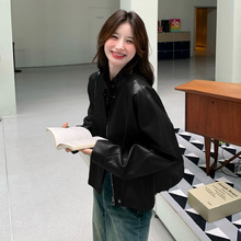 复古黑色小皮衣外套女装2025秋季新款高级感炸街小个子机车服夹克