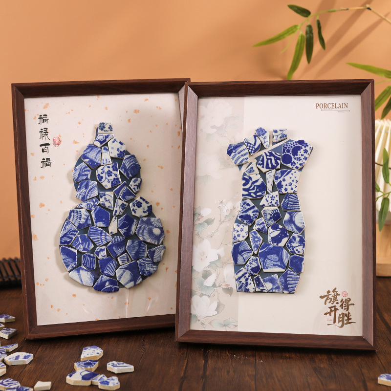 Blue and White Porcelain Photo Frame DIY Handmade Decorative Painting Jingdezhen Ceramic Photo Frame Female Salon Warm-Up Event Gift