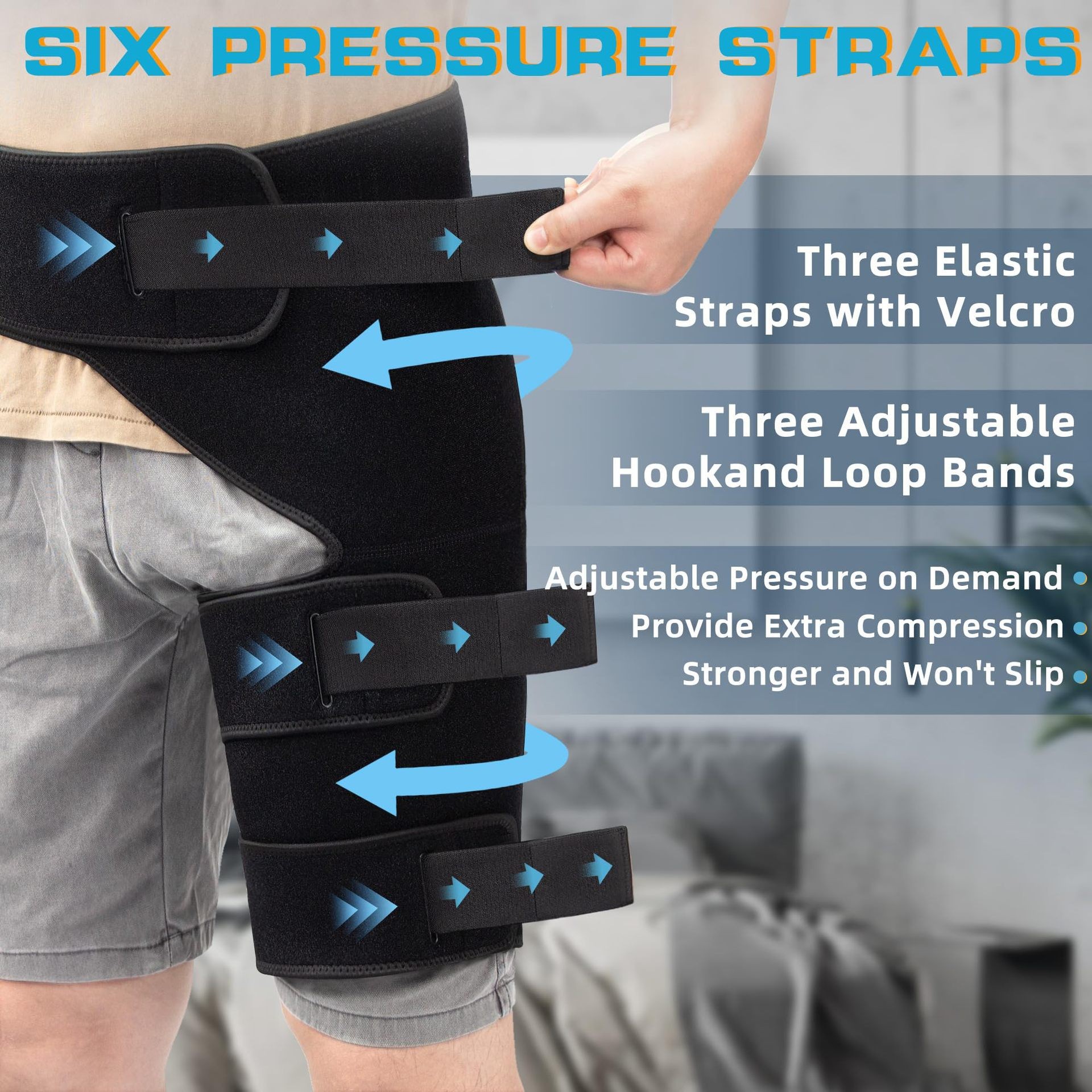Snap-On Sports Thigh Muscle Strain Protection Fitness Weightlifting Hip Protection Compression Stick Leg and Waist Restraint Belt Can Be Labeled