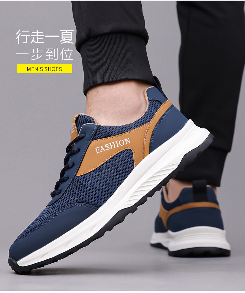 Giày thể thao nam lưới thoáng khí chống trượt, giày chạy bộ cổ thấp đế cao su — H2609 màu trắng, H2609 màu xanh dương, H2609 màu đen chi tiết 18