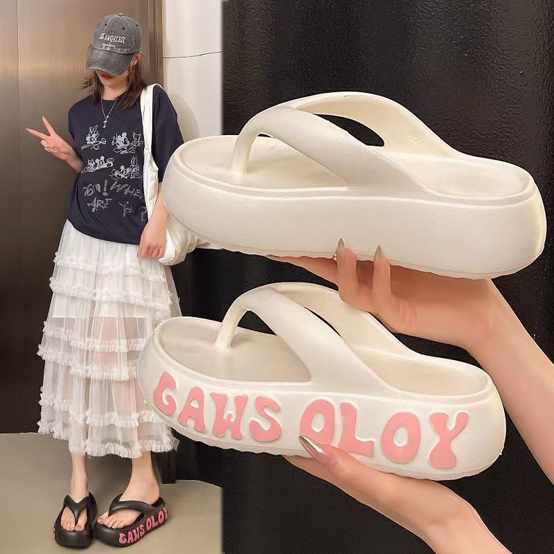 厚底人字拖鞋女夏季外穿ins韩版时尚居家软底字母EVA凉拖鞋女8898