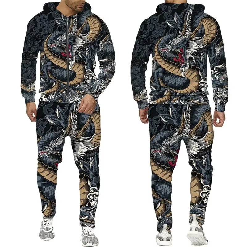 Pantalones de sudadera con capucha con cremallera de moda para hombre transfronterizo de otoño e invierno, MF008-ML1 de dos piezas de fitness deportivo