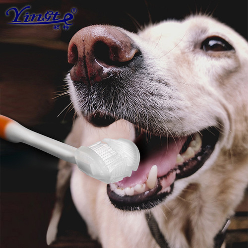 sloppup pet toothbrush double-headed toothbrush three-headed toothbrush finger set toothbrush cat dog pet supplies