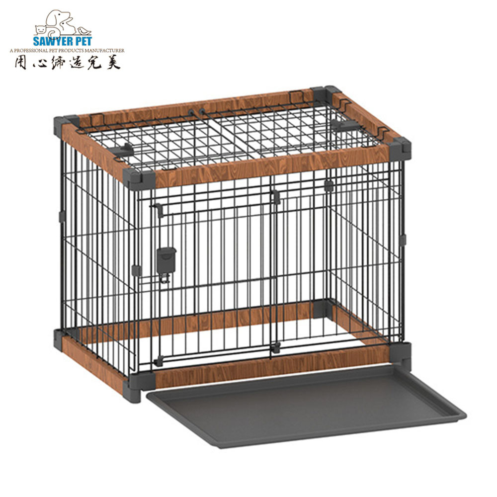 Bandeja de jaula para mascotas tirando de madera de plástico jaula de gato jaula de perro para mascotas valla de perro fábrica de suministros para mascotas jaula