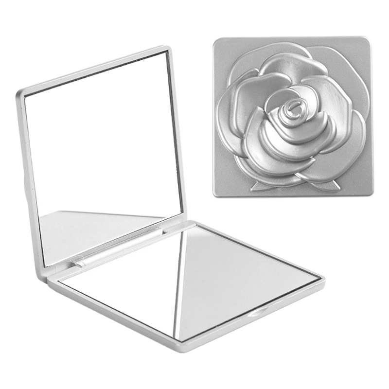 Espejo plegable portátil de alta apariencia transfronteriza al por mayor Mini espejo cosmético de aumento cuadrado dorado