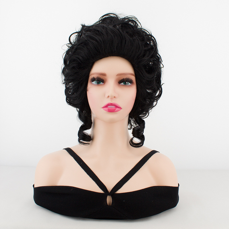 Peluca de moda europea y americana de las mujeres pelo corto conjunto plata blanco negro Pelo Rizado corte estilo retro simulación romana cabeza rizada conjunto