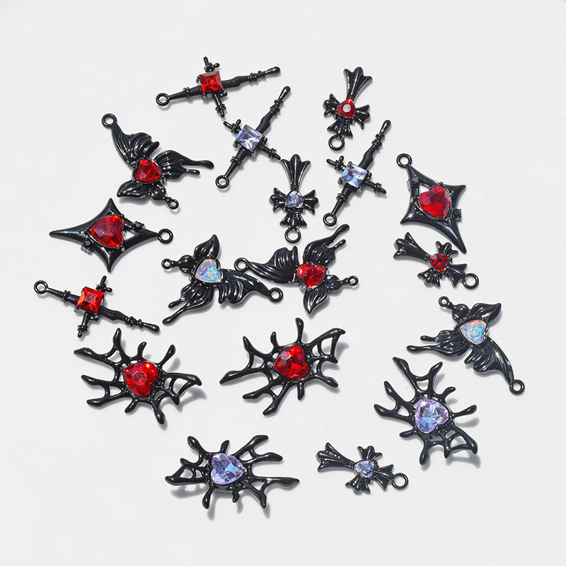 Dark Sweet Cool Wind Butterfly Cross Spider Web Small Pendant DIY Handmade Earrings Bracelet Necklace Material Accessories