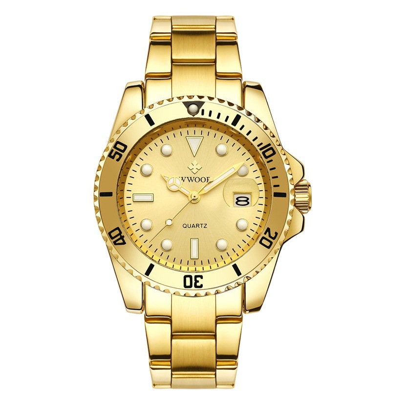 Wwoor/Hold amor 8878 nuevo simple elegante movimiento de cuarzo moda Correa acero reloj calendario los hombres