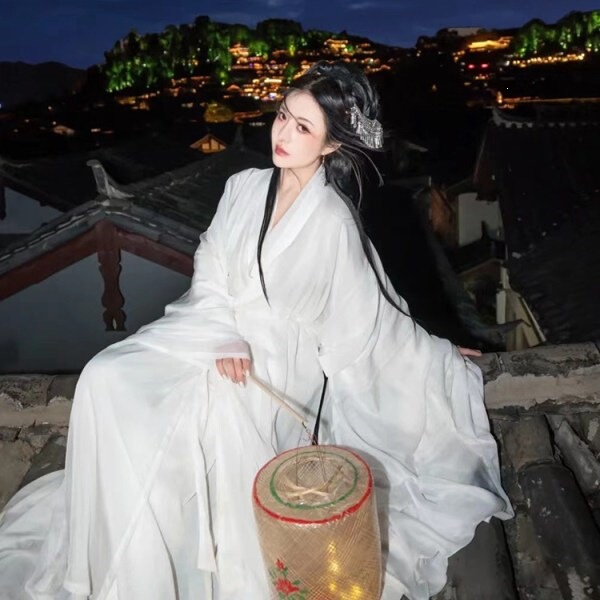 Hanfu for Women, Super Fairy-Like Ancient Costume, Ethereal Ancient Style, Ethnic Dance Performance Outfit, Waist-Length Skirt, Large Hem, Chinese Style